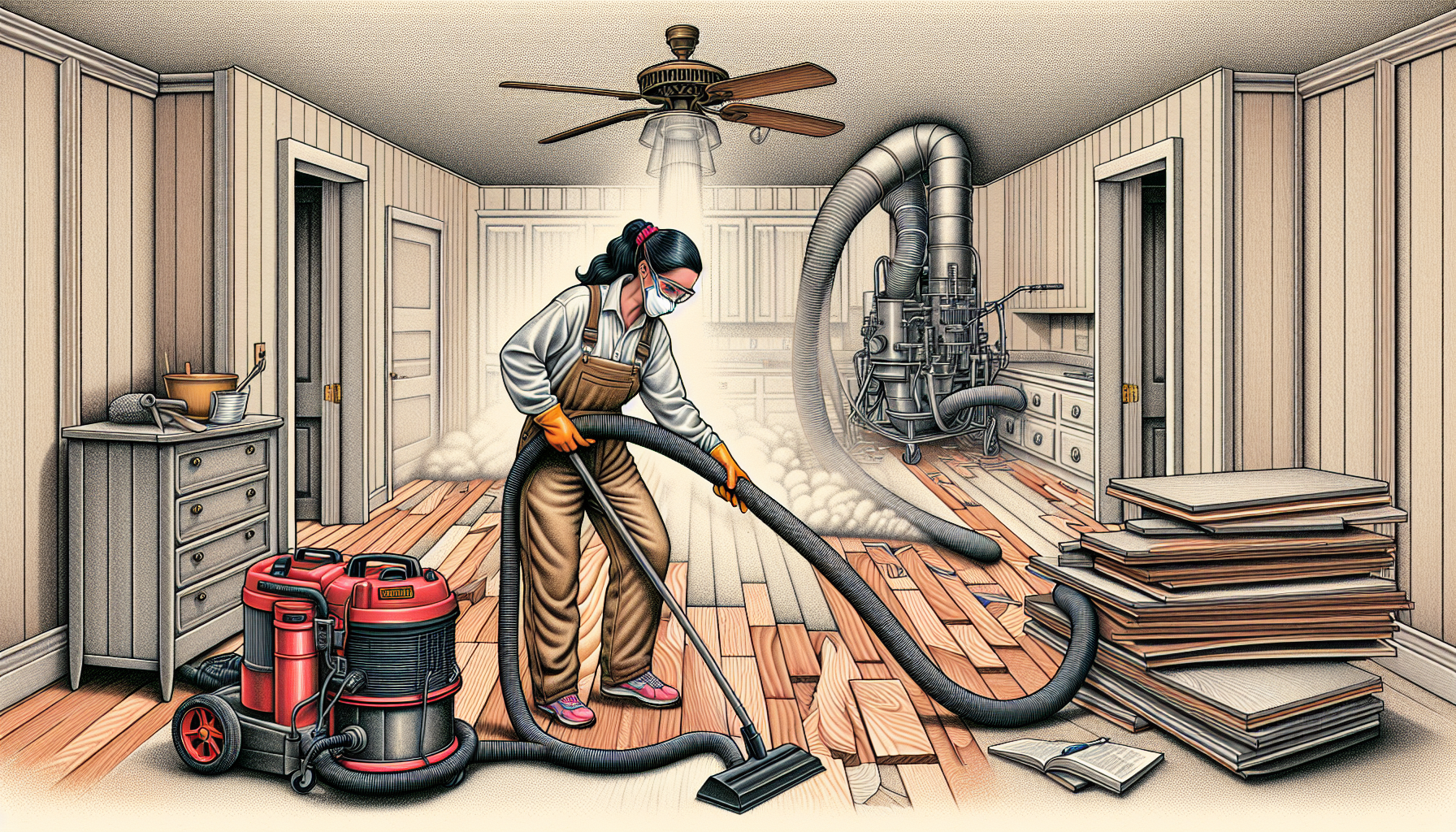 Illustration of a dust-free refinishing process